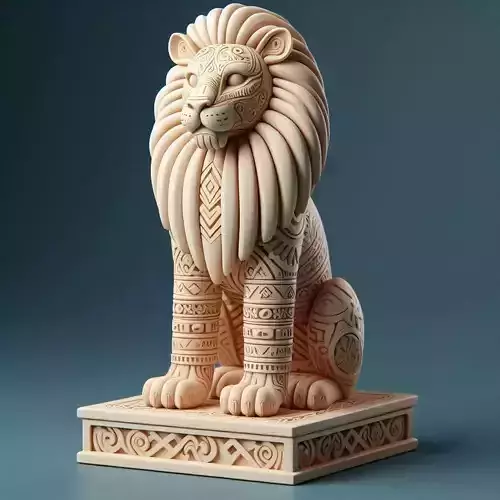 1001Laughing Lion with Majestic Mane  Full Color Totem