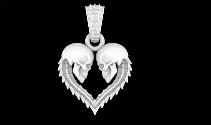 Pingente 3D Duas Caveiras 
