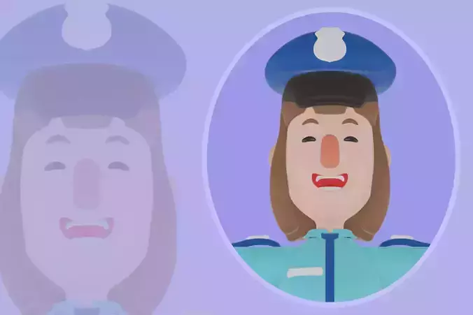 Stylized 3D Female Police Character - Cartoon Cop Girl