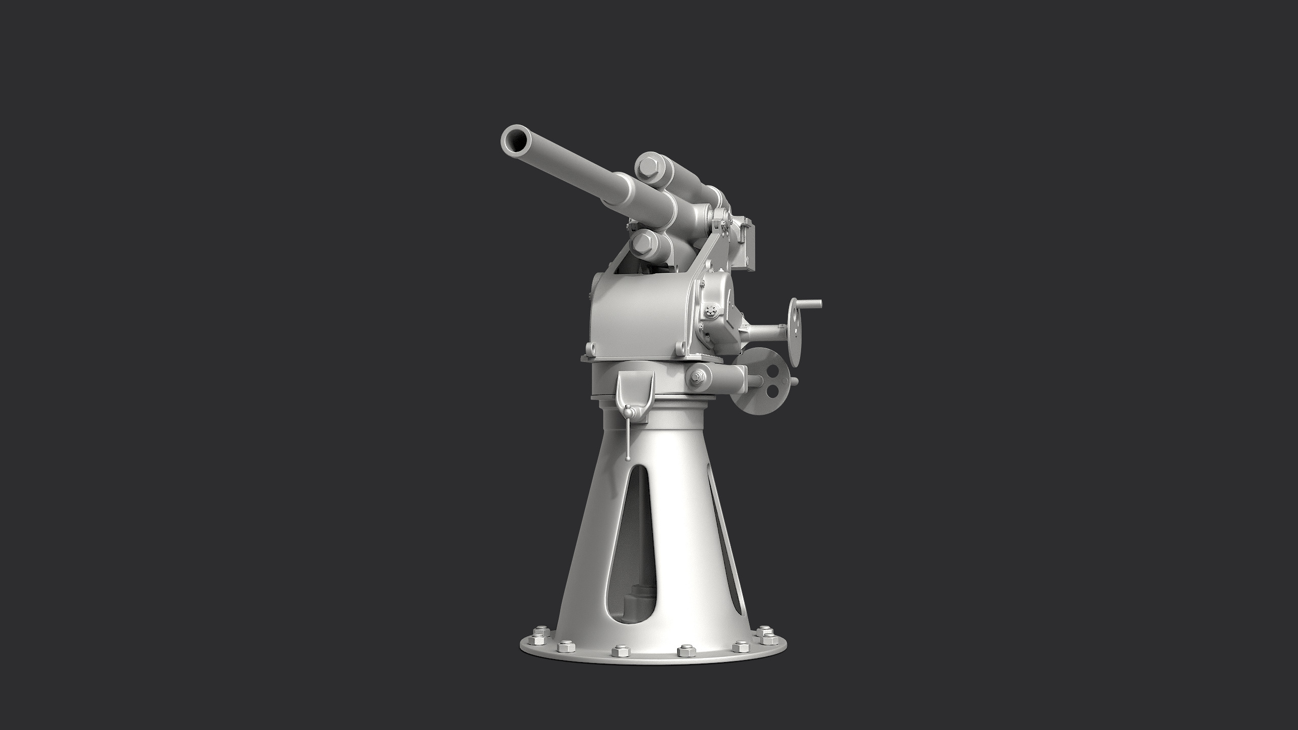 21-K 45mm Soviet Naval Gun 3D model_8