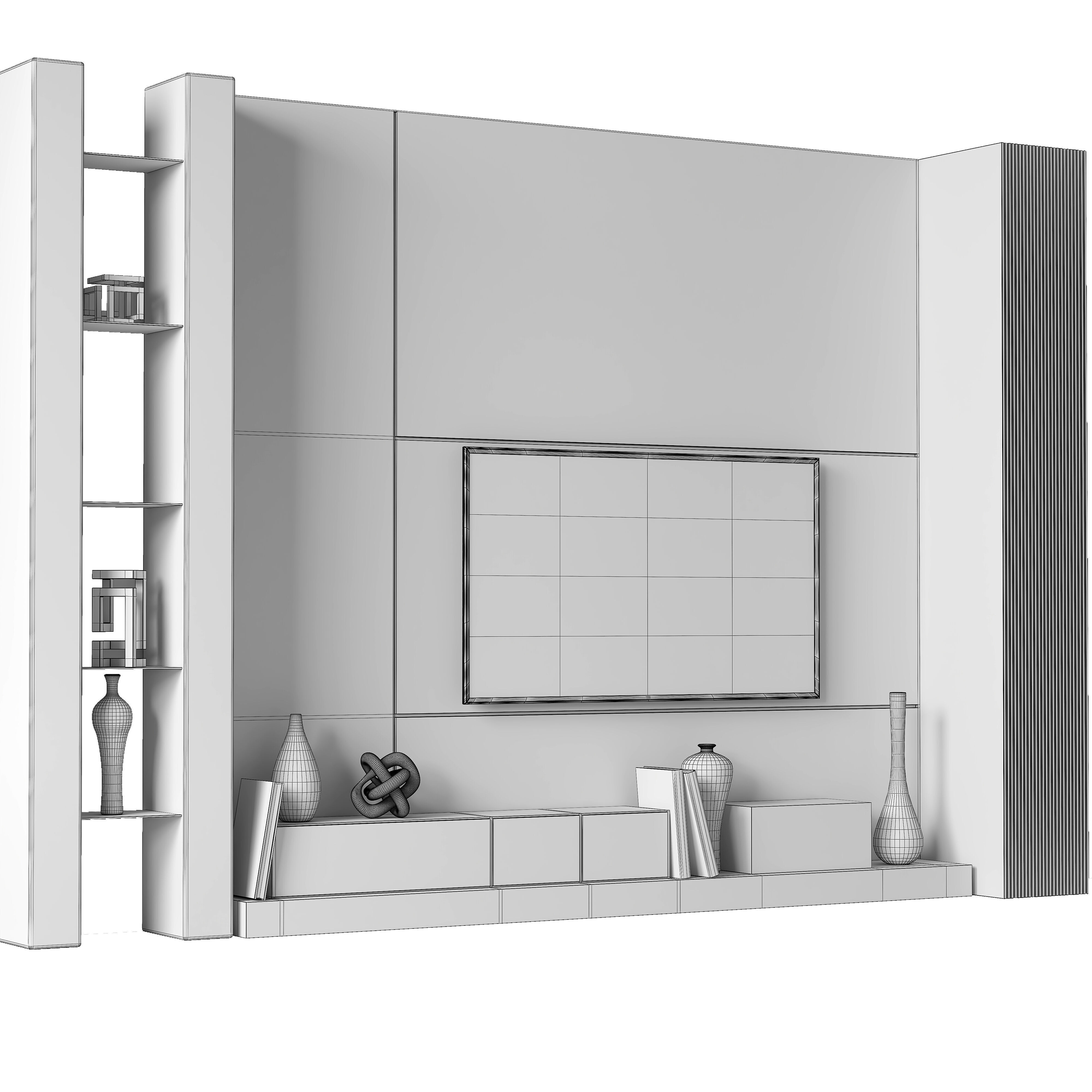 tv wall 02 Low-poly 3D model_2