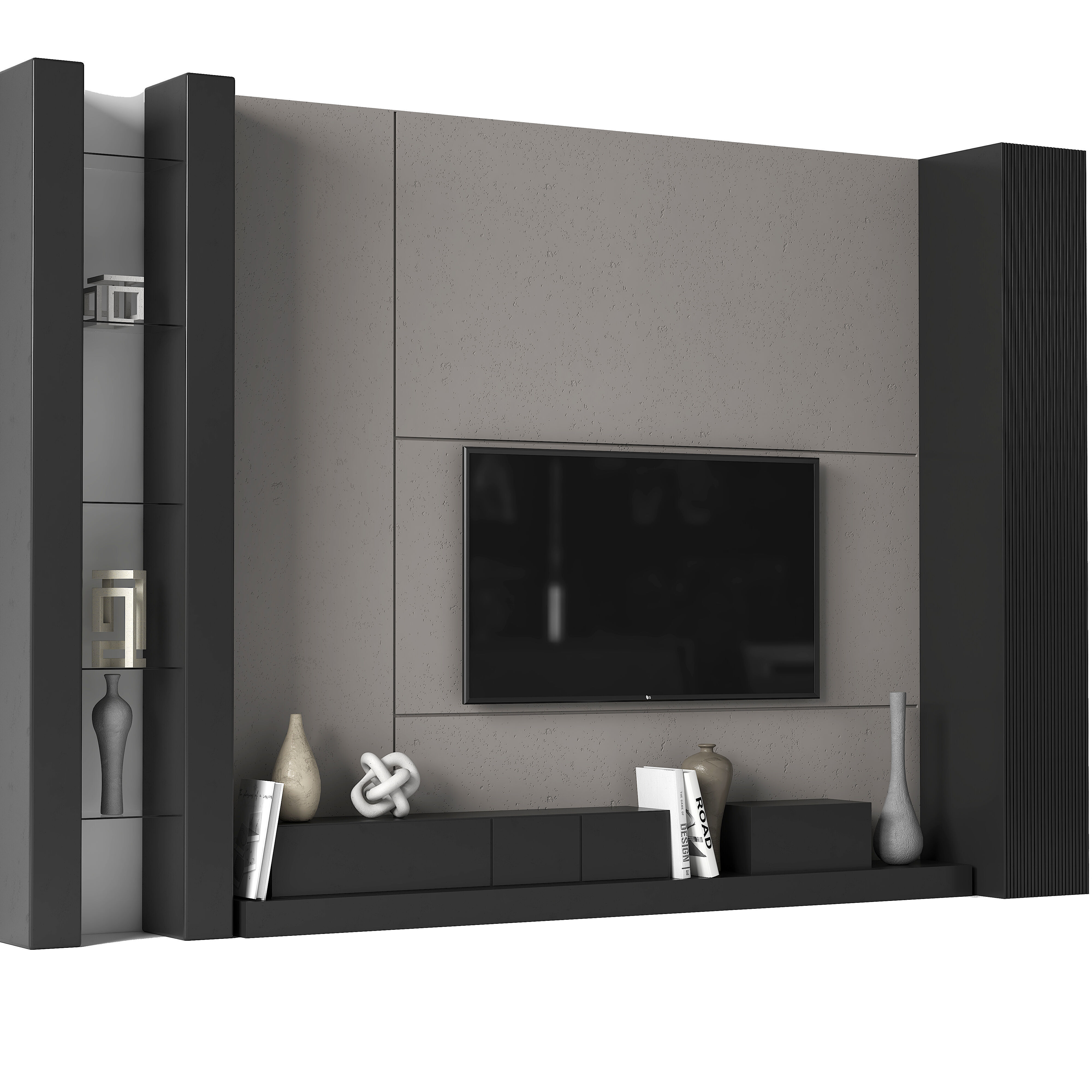 tv wall 02 Low-poly 3D model_1