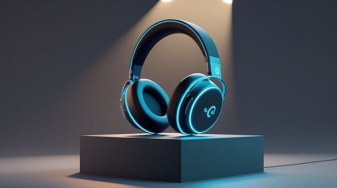 Futuristic Neon Wireless Headphone 3D Model  Design 3D print model