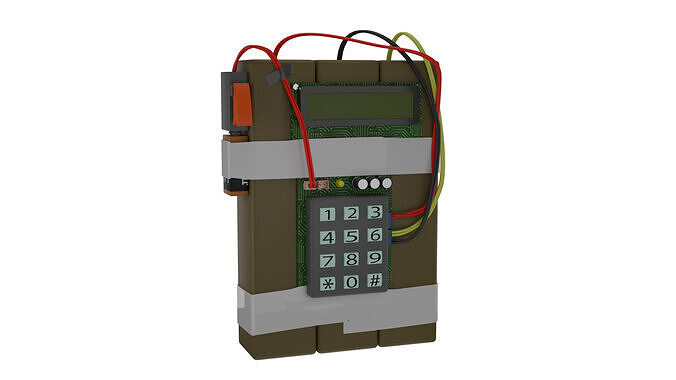 3D Explosive Device with Timer Game and Animation Ready Low-poly 3D model