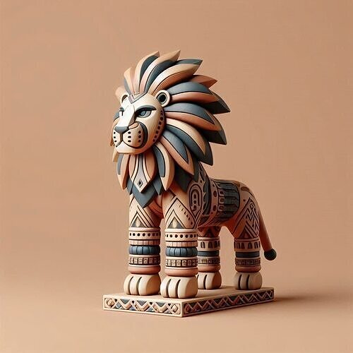 1002Laughing Lion with Majestic Mane  Full Color Totem 3D print model