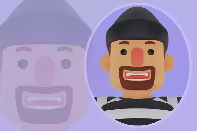 Stylized 3D Male Thief Character - Cartoon Burglar Model 3D model