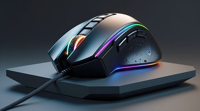 Futuristic RGB Gaming Mouse 3D Model Ergonomic Concept Design 3D print model