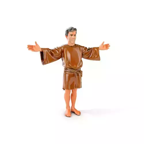 Medieval Monk Character Model  Rigged and Animated Low-poly 3D model
