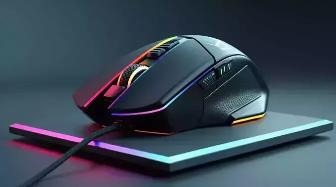 Futuristic RGB Gaming Mouse 3D Model Ergonomic Concept Design 3D print model