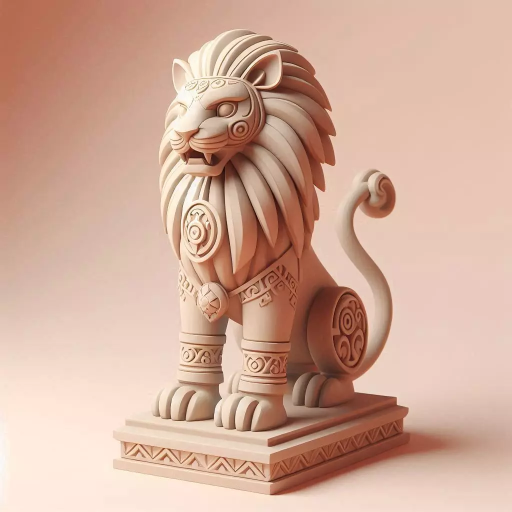 1003Laughing Lion with Majestic Mane Full Color Totem 3D print model_0
