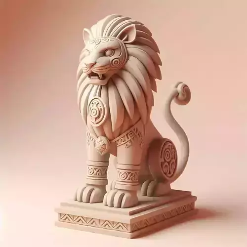 1003Laughing Lion with Majestic Mane Full Color Totem