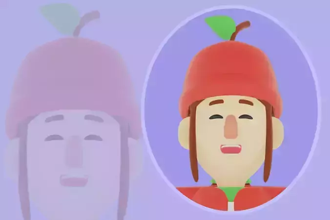 Stylized 3D Fruit Girl Character - Cartoon Apple Costume