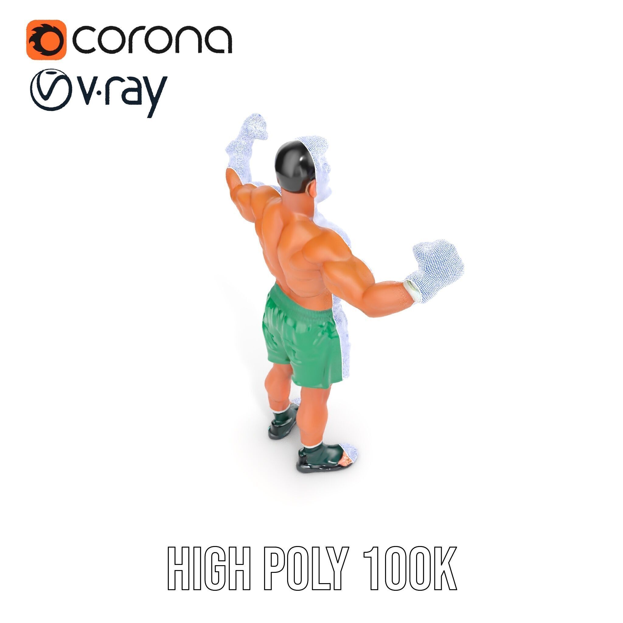 Athletic Boxer Character Model Rigged and Animated Low-poly 3D model_38