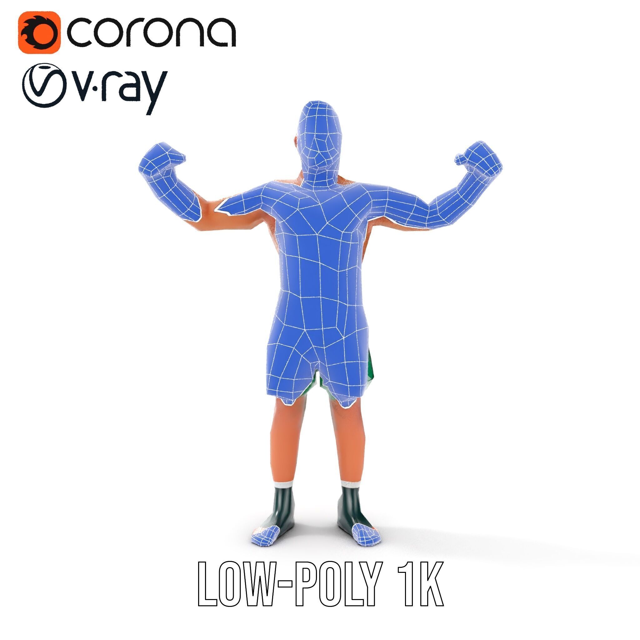 Athletic Boxer Character Model Rigged and Animated Low-poly 3D model_17