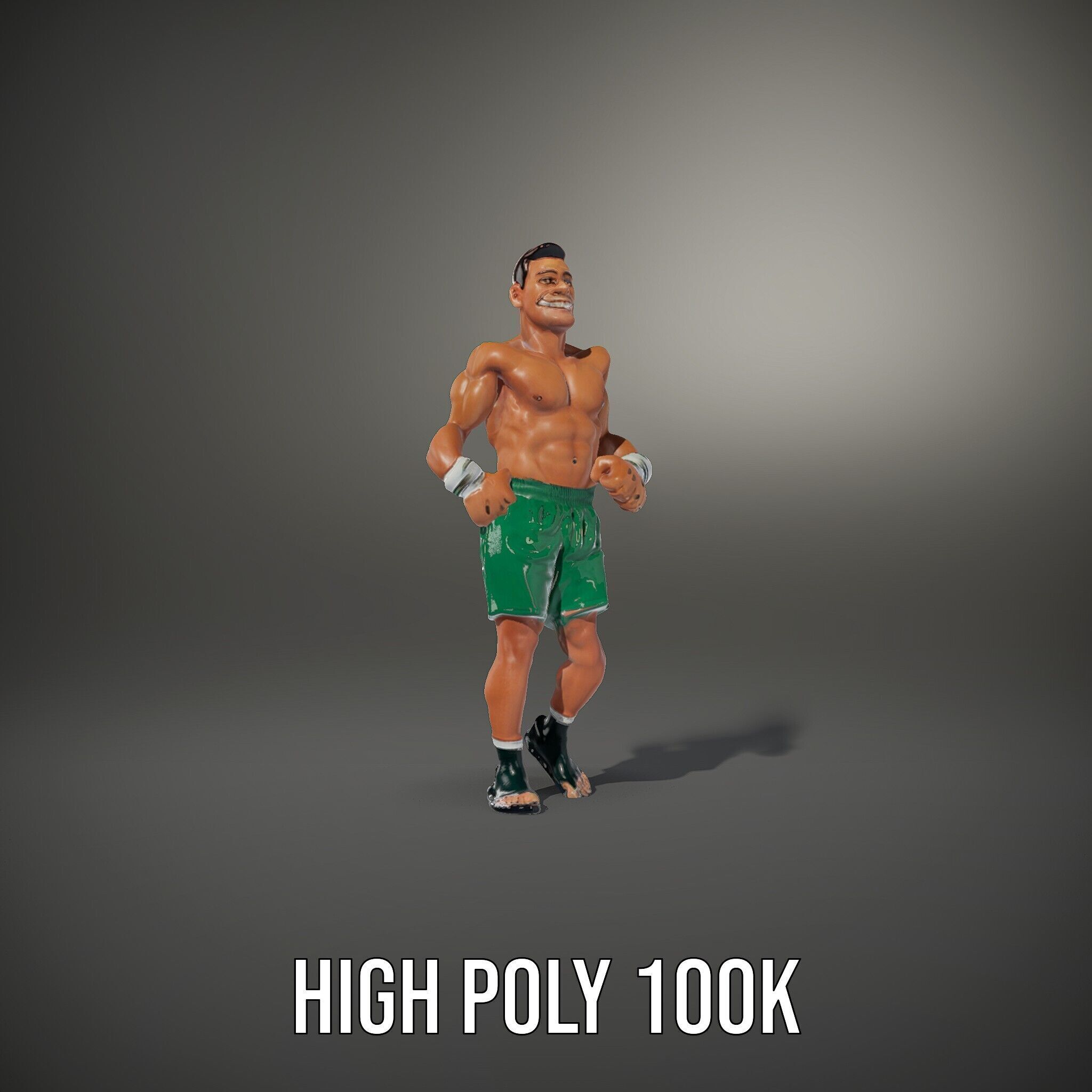 Athletic Boxer Character Model Rigged and Animated Low-poly 3D model_9