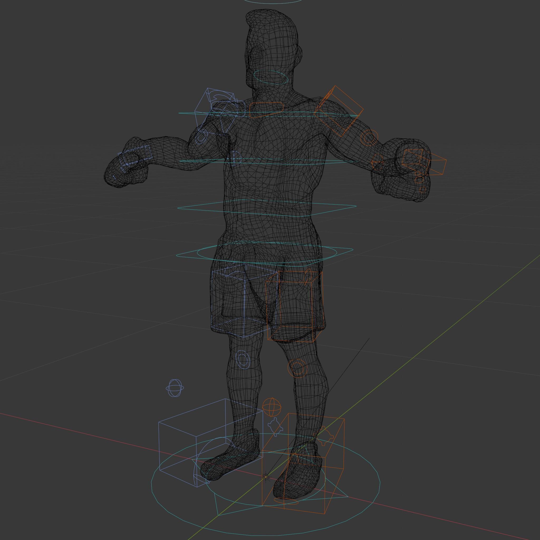 Athletic Boxer Character Model Rigged and Animated Low-poly 3D model_7