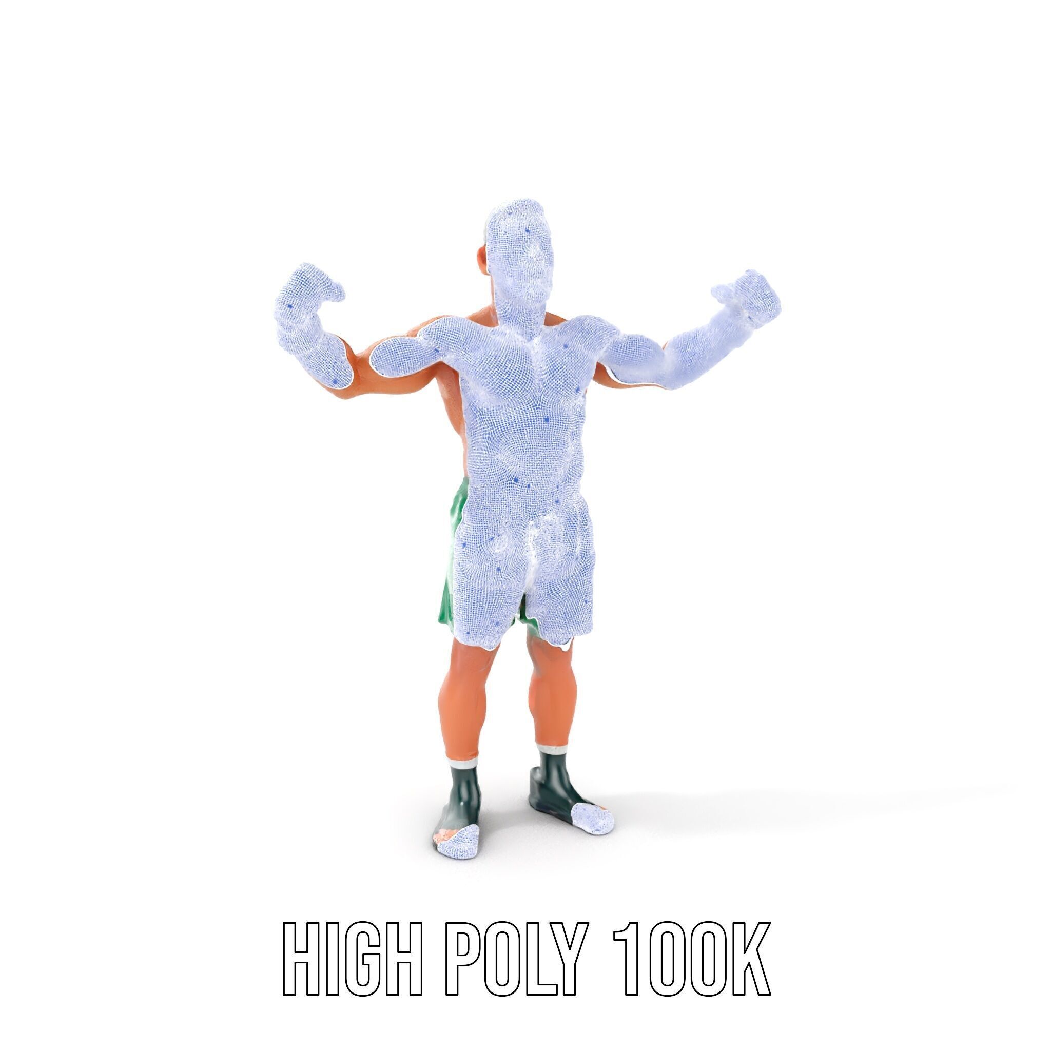Athletic Boxer Character Model Rigged and Animated Low-poly 3D model_5