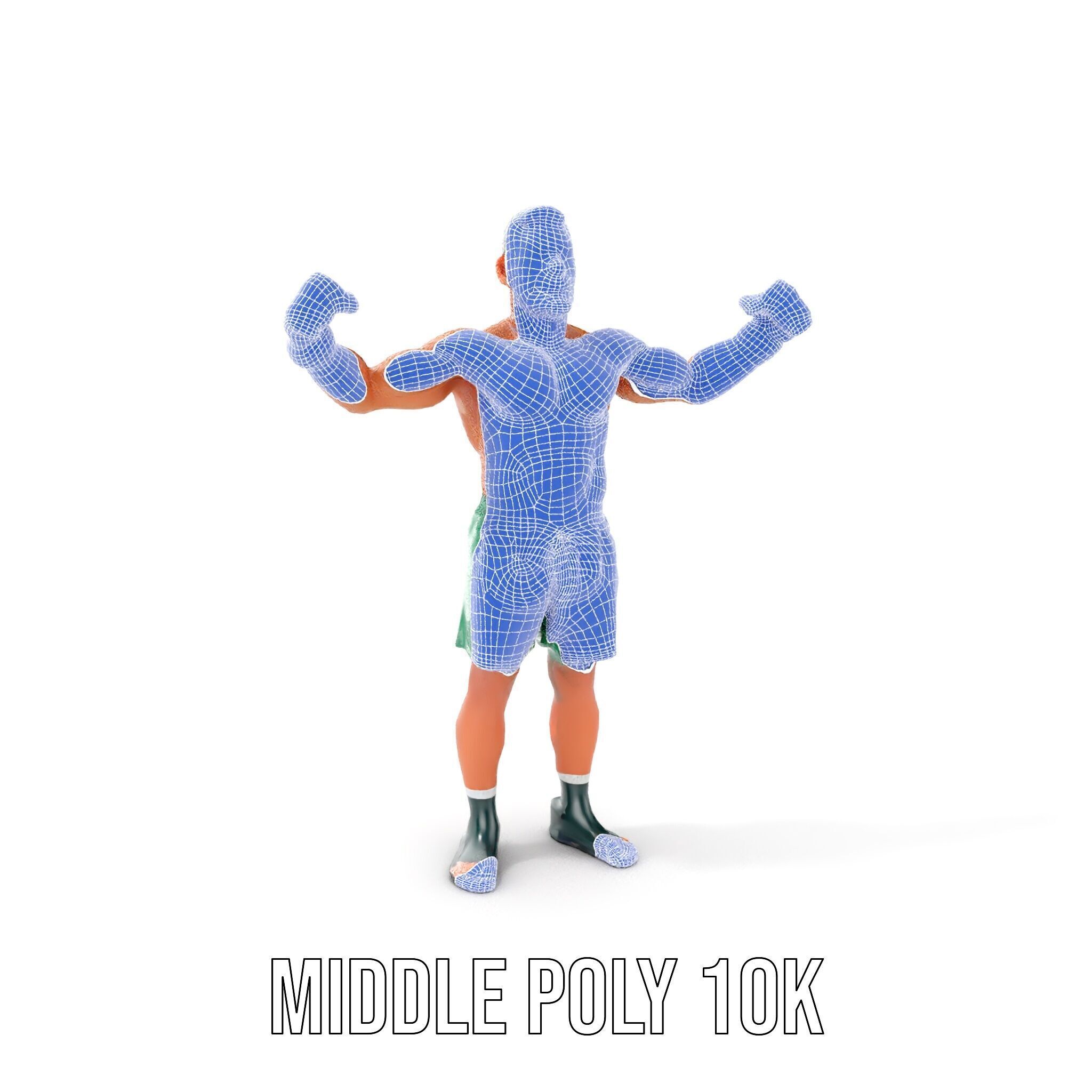 Athletic Boxer Character Model Rigged and Animated Low-poly 3D model_30