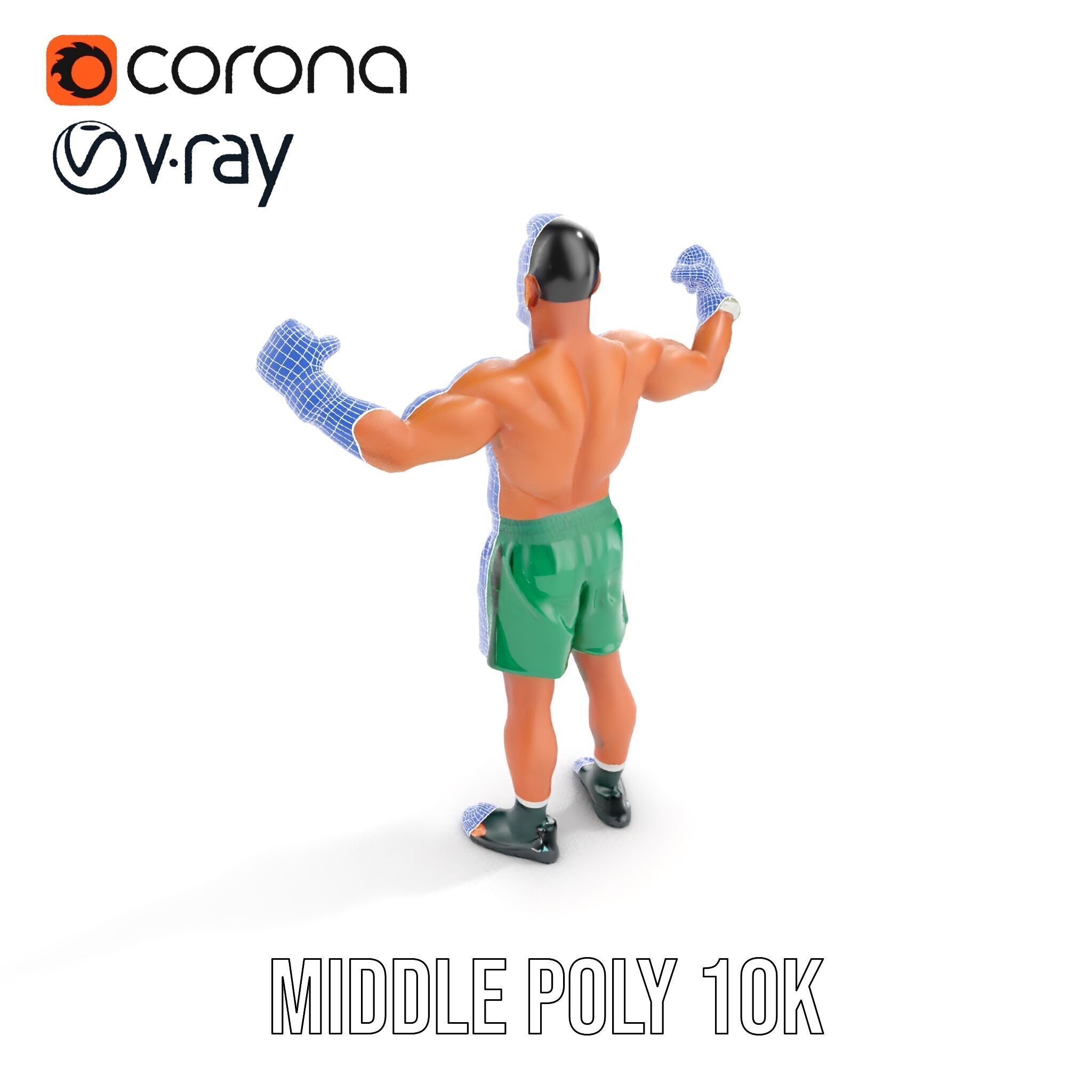 Athletic Boxer Character Model Rigged and Animated Low-poly 3D model_27