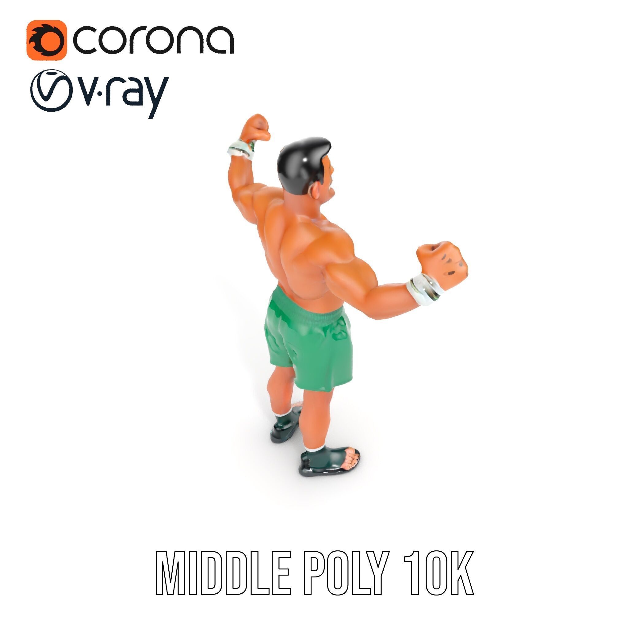 Athletic Boxer Character Model Rigged and Animated Low-poly 3D model_18