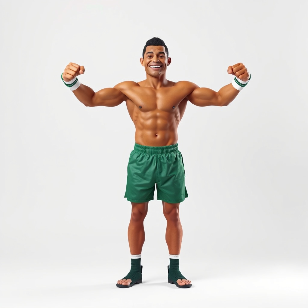 Athletic Boxer Character Model Rigged and Animated Low-poly 3D model_3