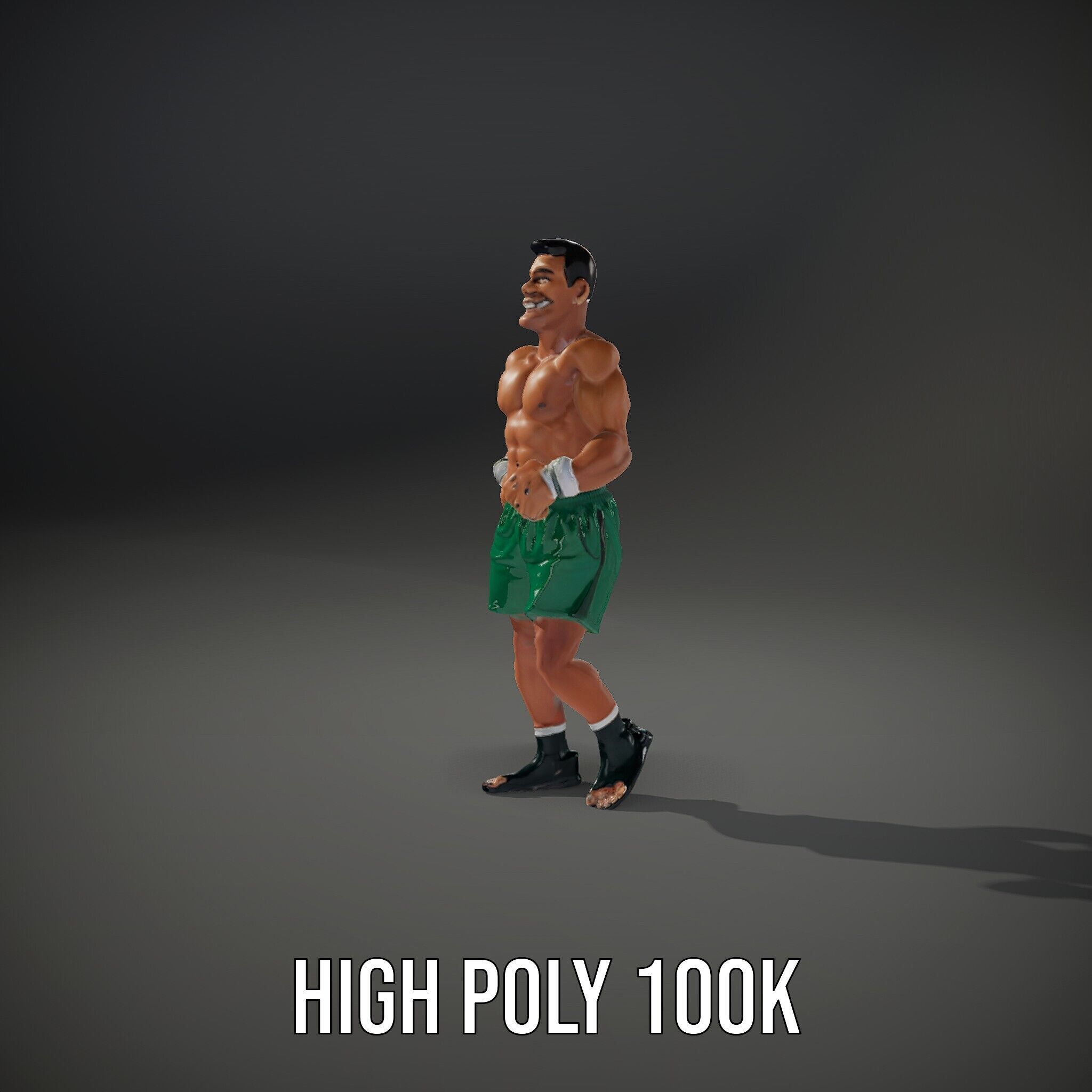Athletic Boxer Character Model Rigged and Animated Low-poly 3D model_12