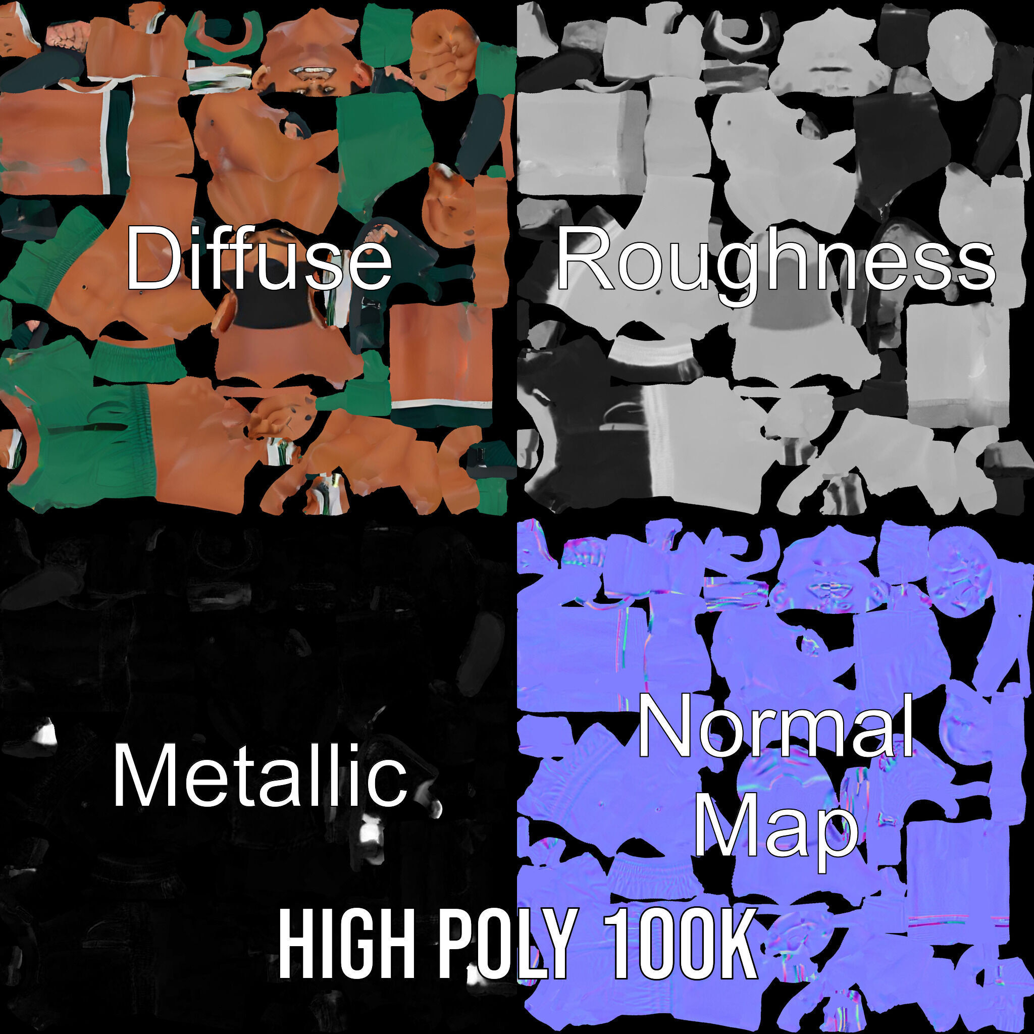 Athletic Boxer Character Model Rigged and Animated Low-poly 3D model_4