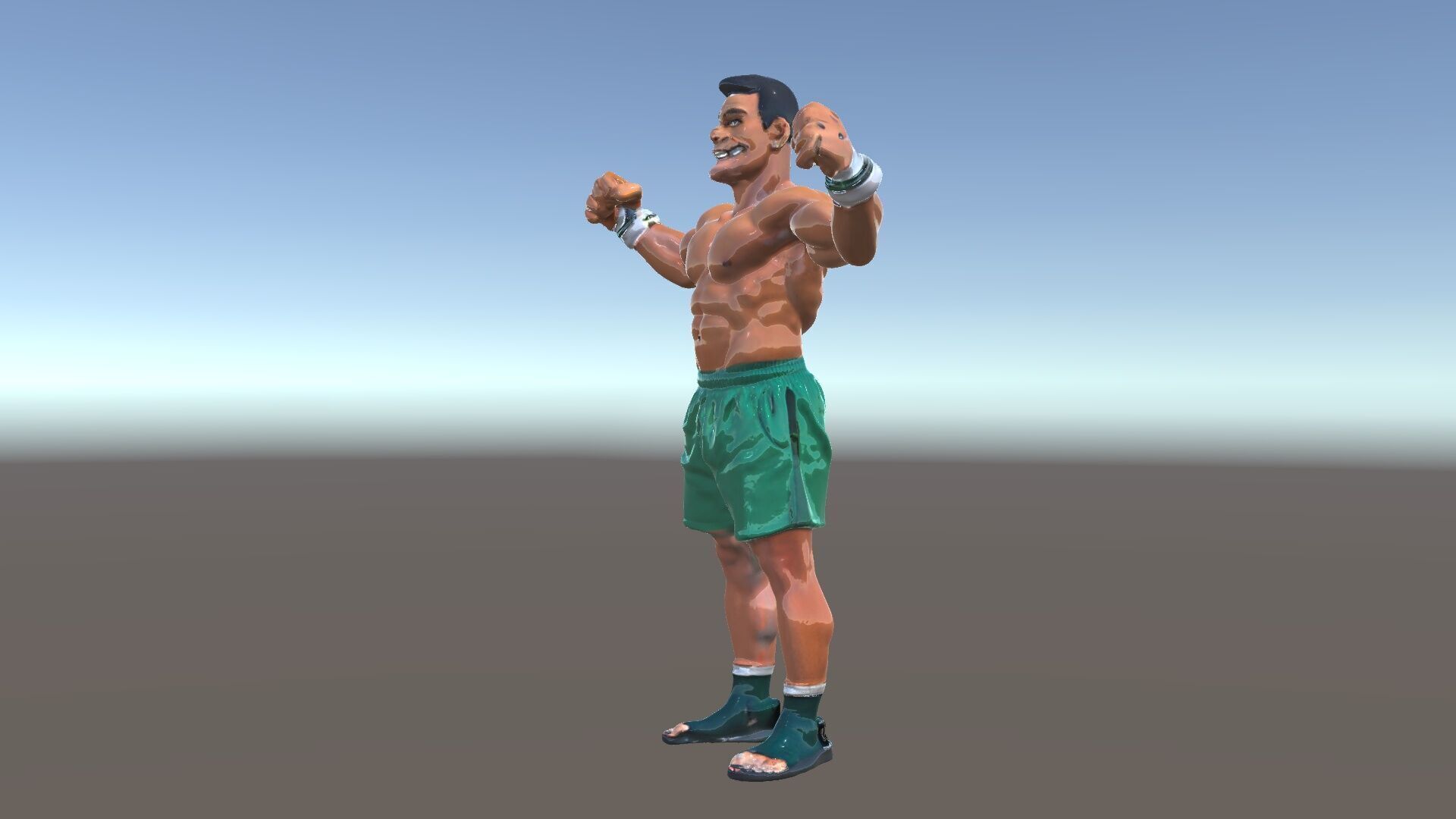 Athletic Boxer Character Model Rigged and Animated Low-poly 3D model_6