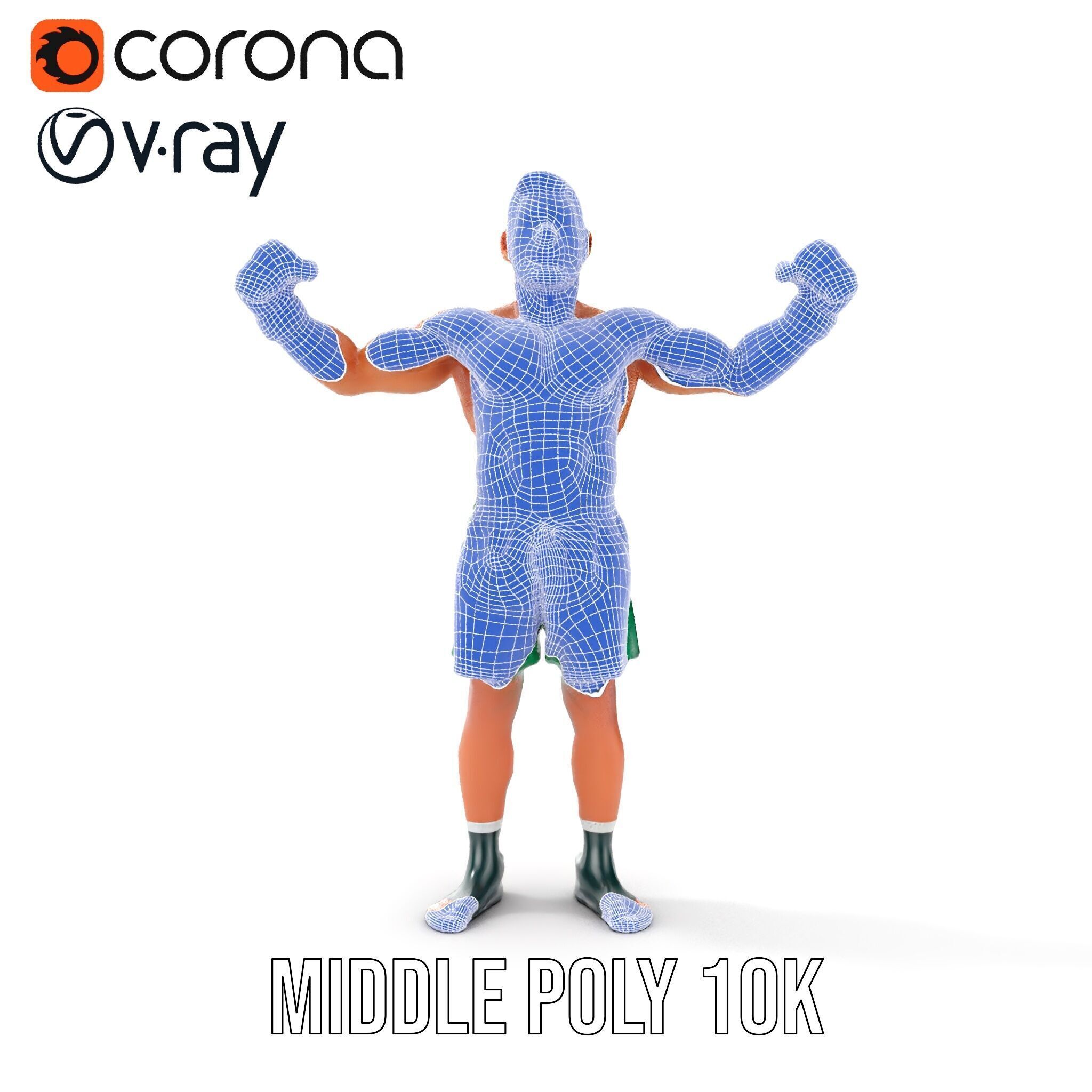 Athletic Boxer Character Model Rigged and Animated Low-poly 3D model_35