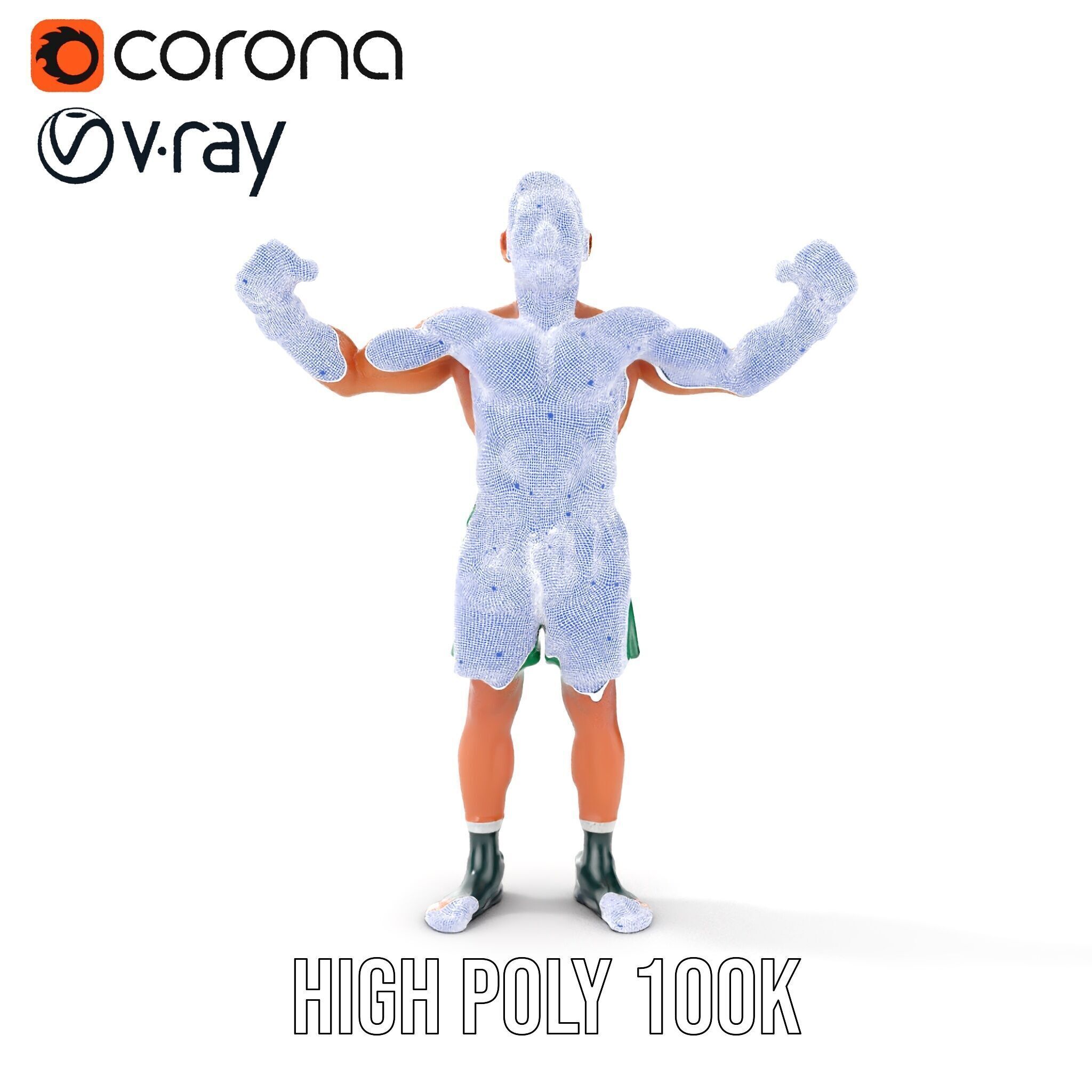 Athletic Boxer Character Model Rigged and Animated Low-poly 3D model_40