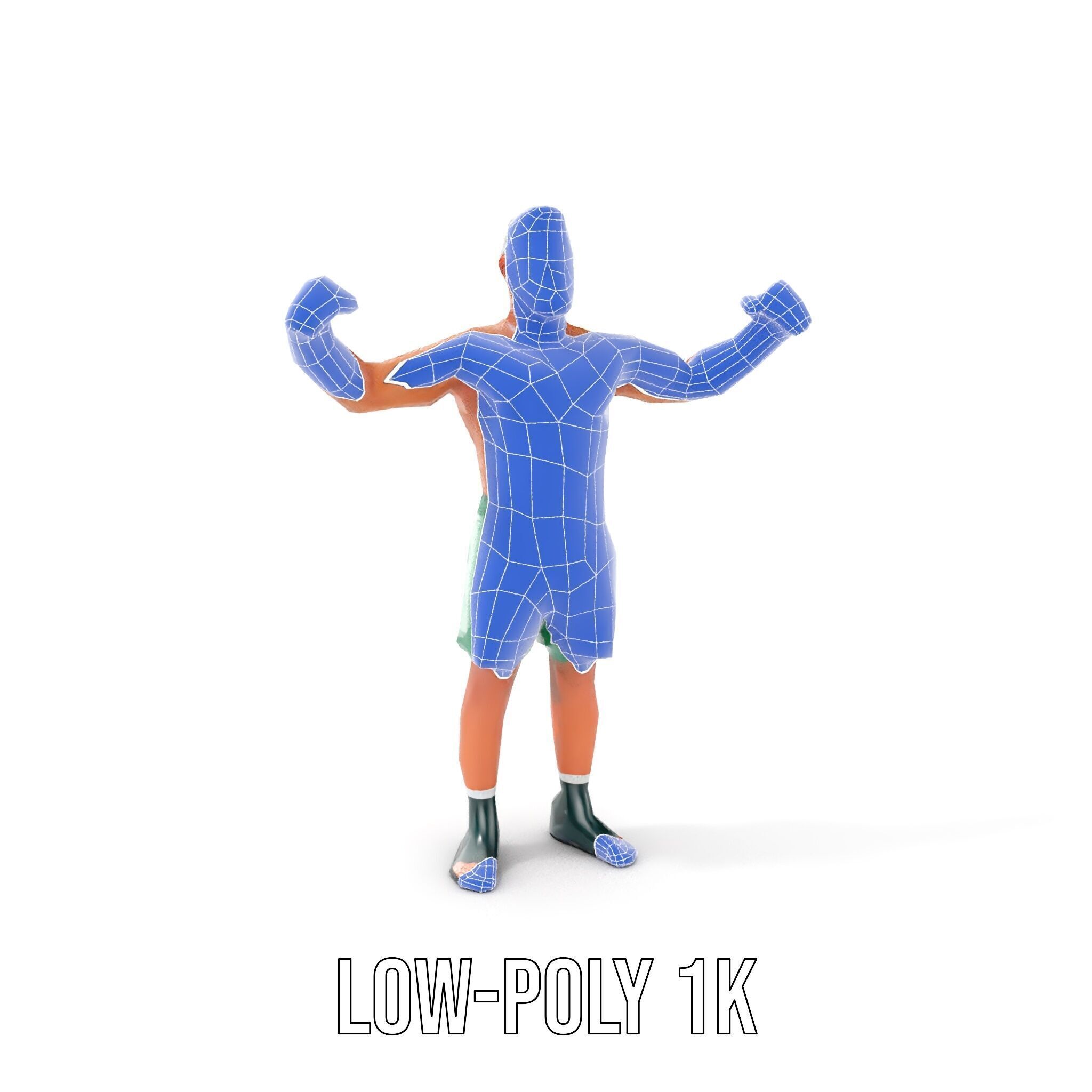 Athletic Boxer Character Model Rigged and Animated Low-poly 3D model_14
