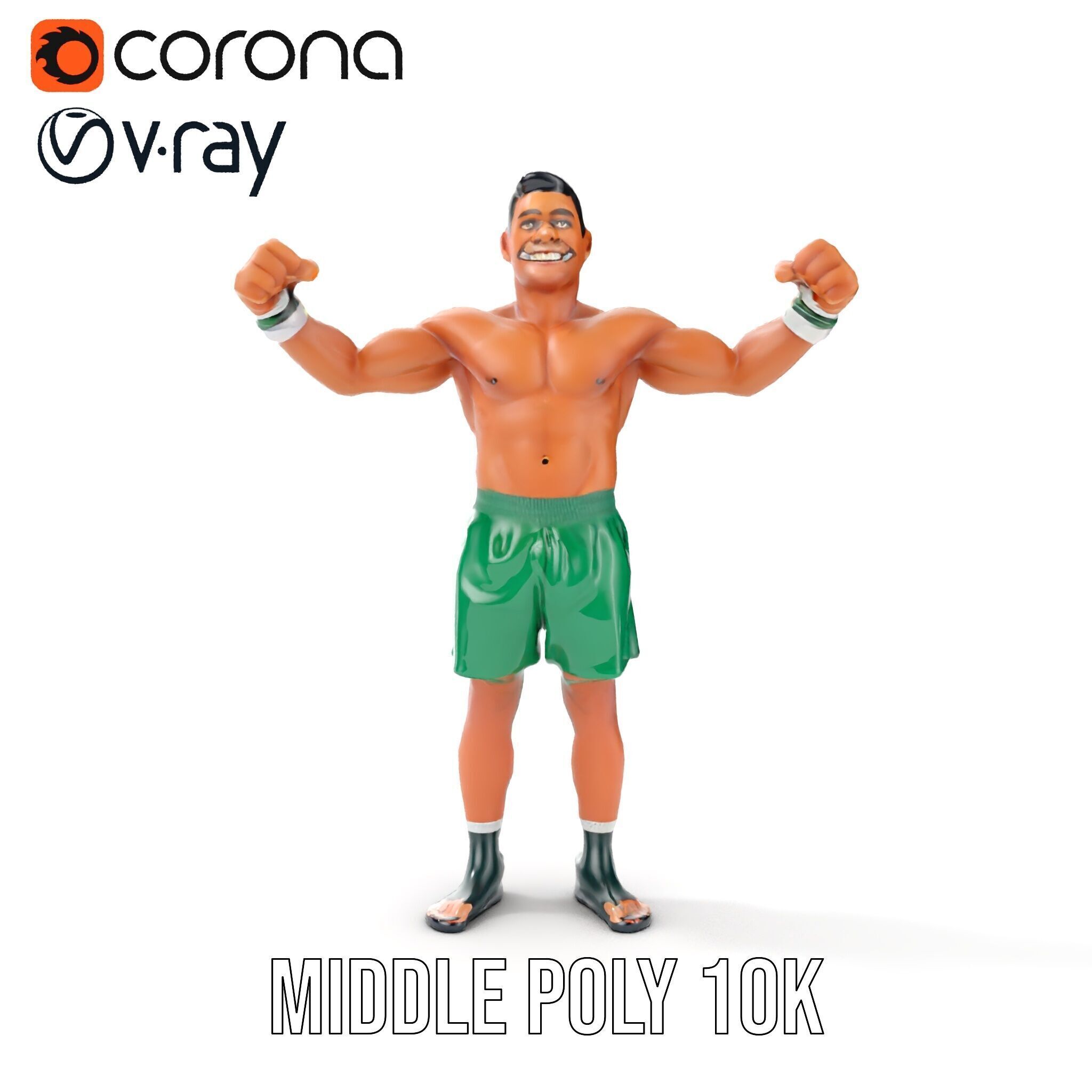 Athletic Boxer Character Model Rigged and Animated Low-poly 3D model_21