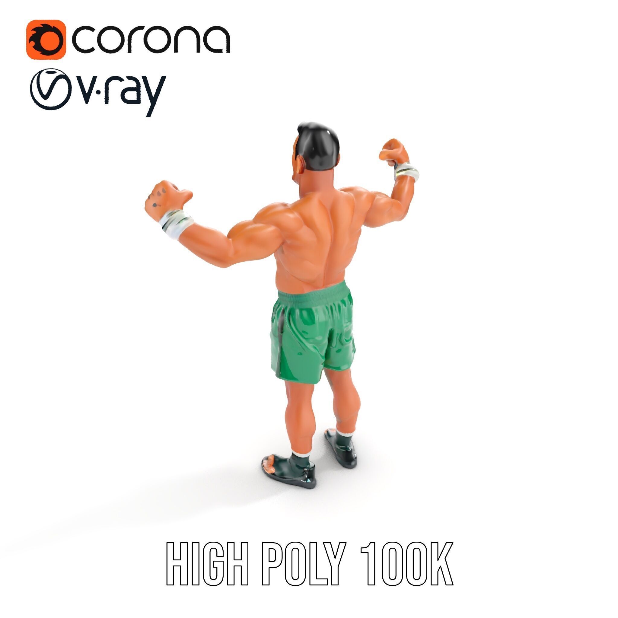 Athletic Boxer Character Model Rigged and Animated Low-poly 3D model_29