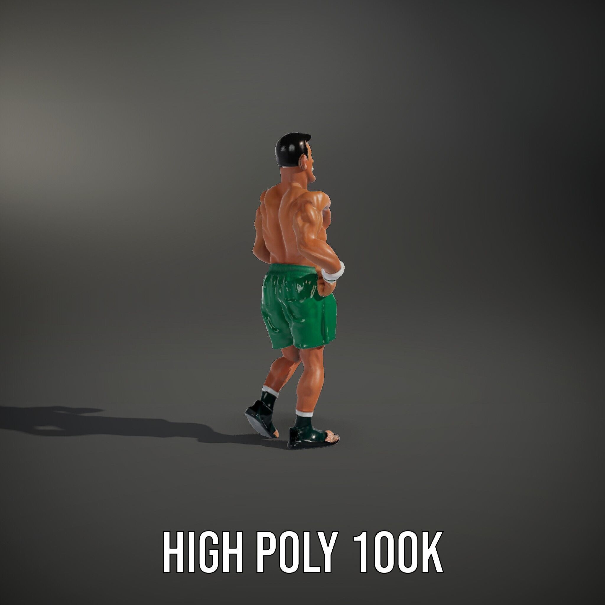Athletic Boxer Character Model Rigged and Animated Low-poly 3D model_15