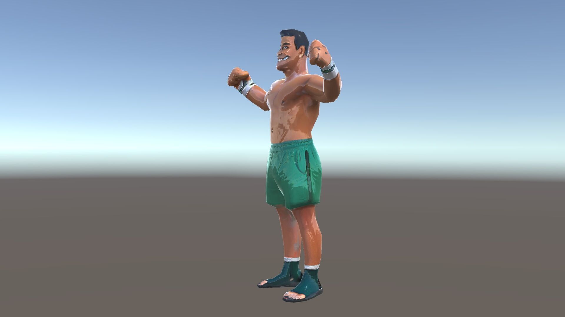 Athletic Boxer Character Model Rigged and Animated Low-poly 3D model_36