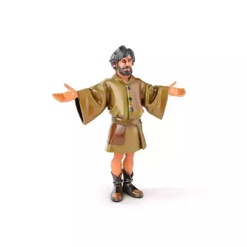 Medieval Wanderer Character Rigged and Animated Low-poly 3D model