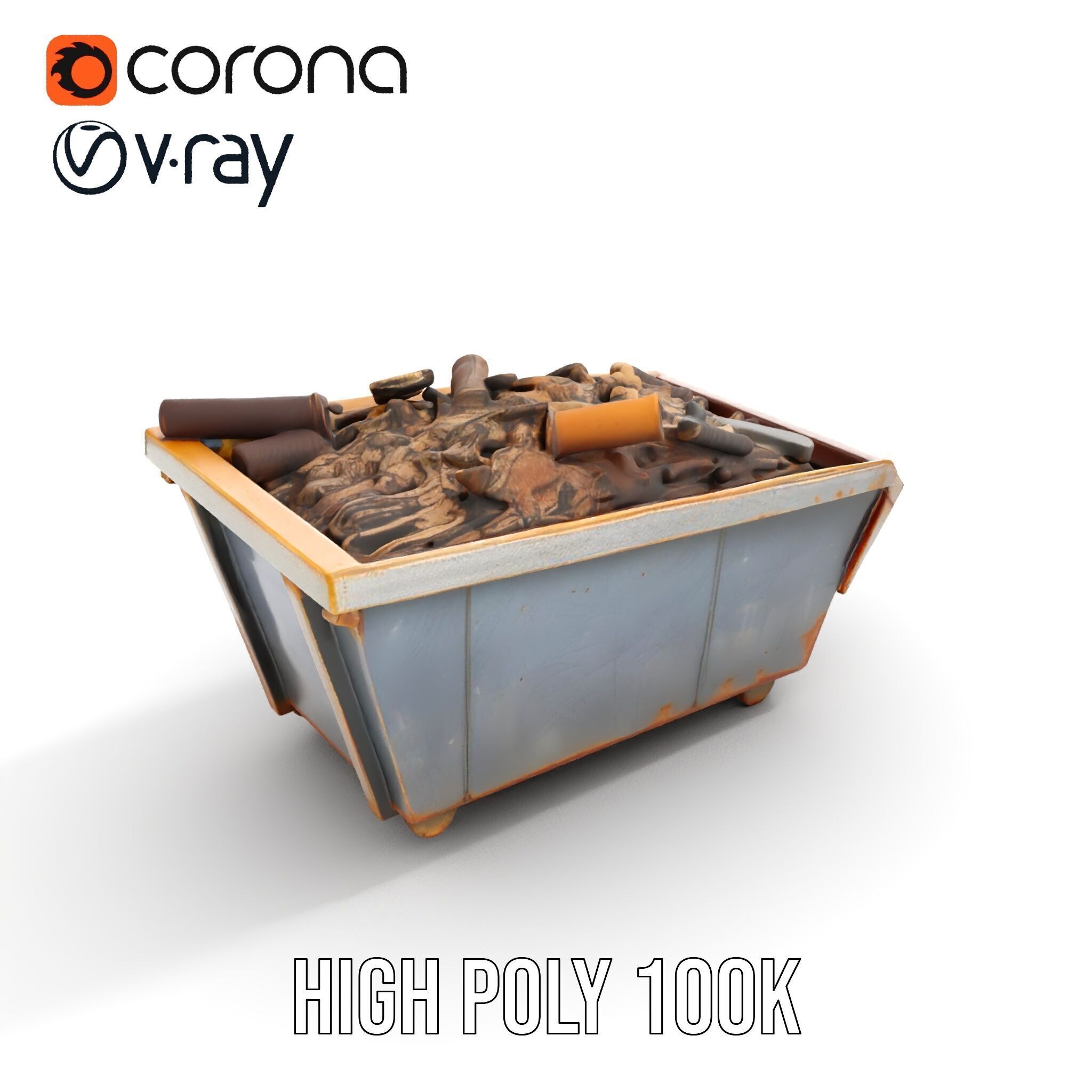 Rusted Construction Dumpster with Debris D Model Pack Low-poly 3D model_20