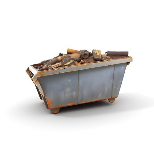 Rusted Construction Dumpster with Debris D Model Pack Low-poly 3D model