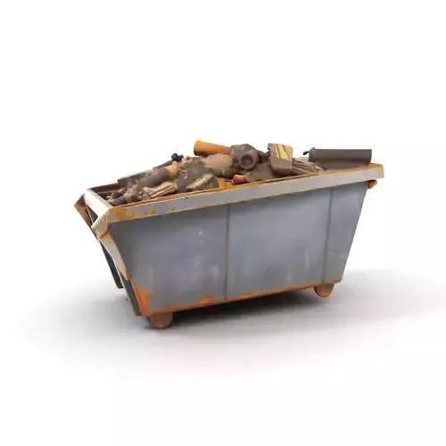 Rusted Construction Dumpster with Debris D Model Pack Low-poly 3D model