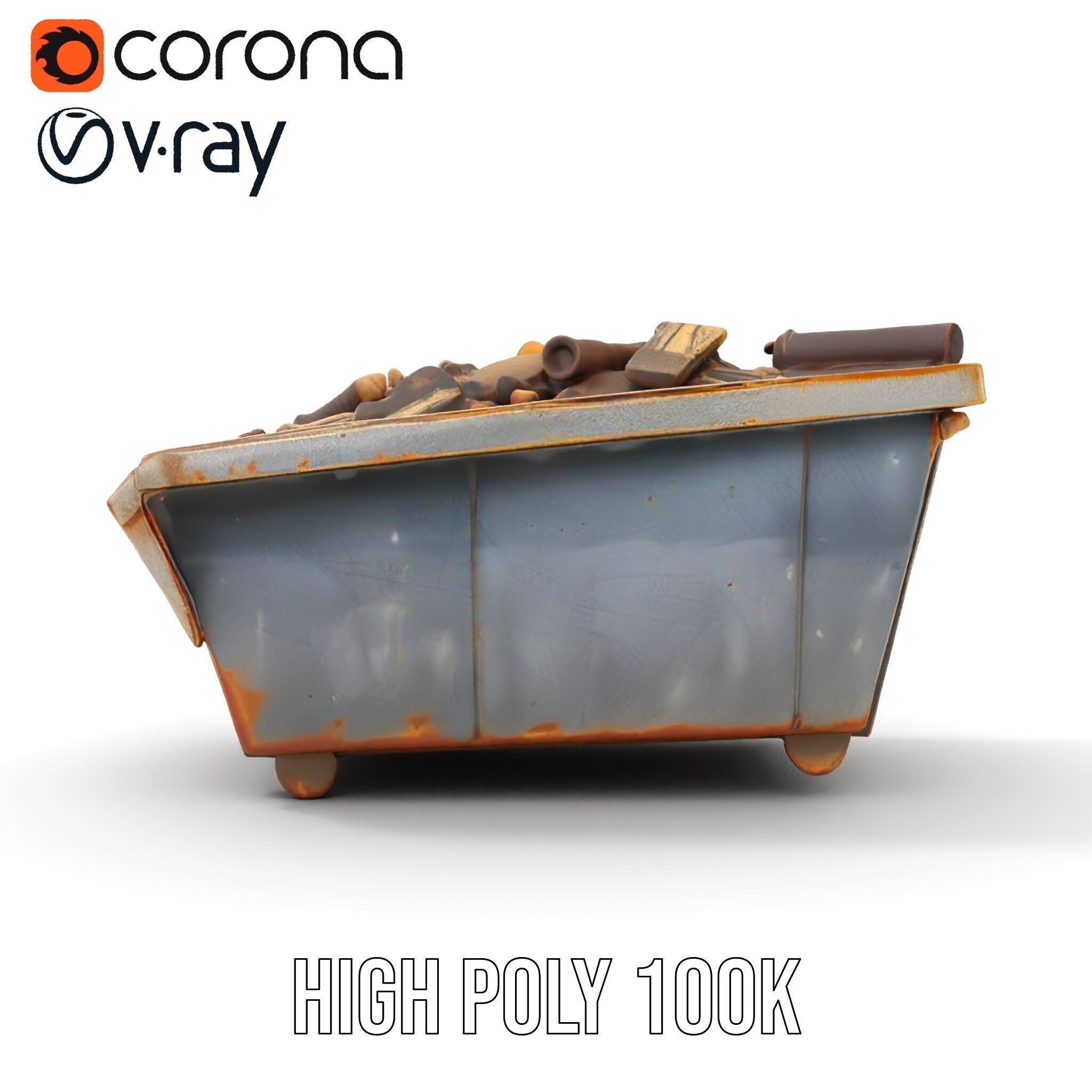 Rusted Construction Dumpster with Debris D Model Pack Low-poly 3D model_13