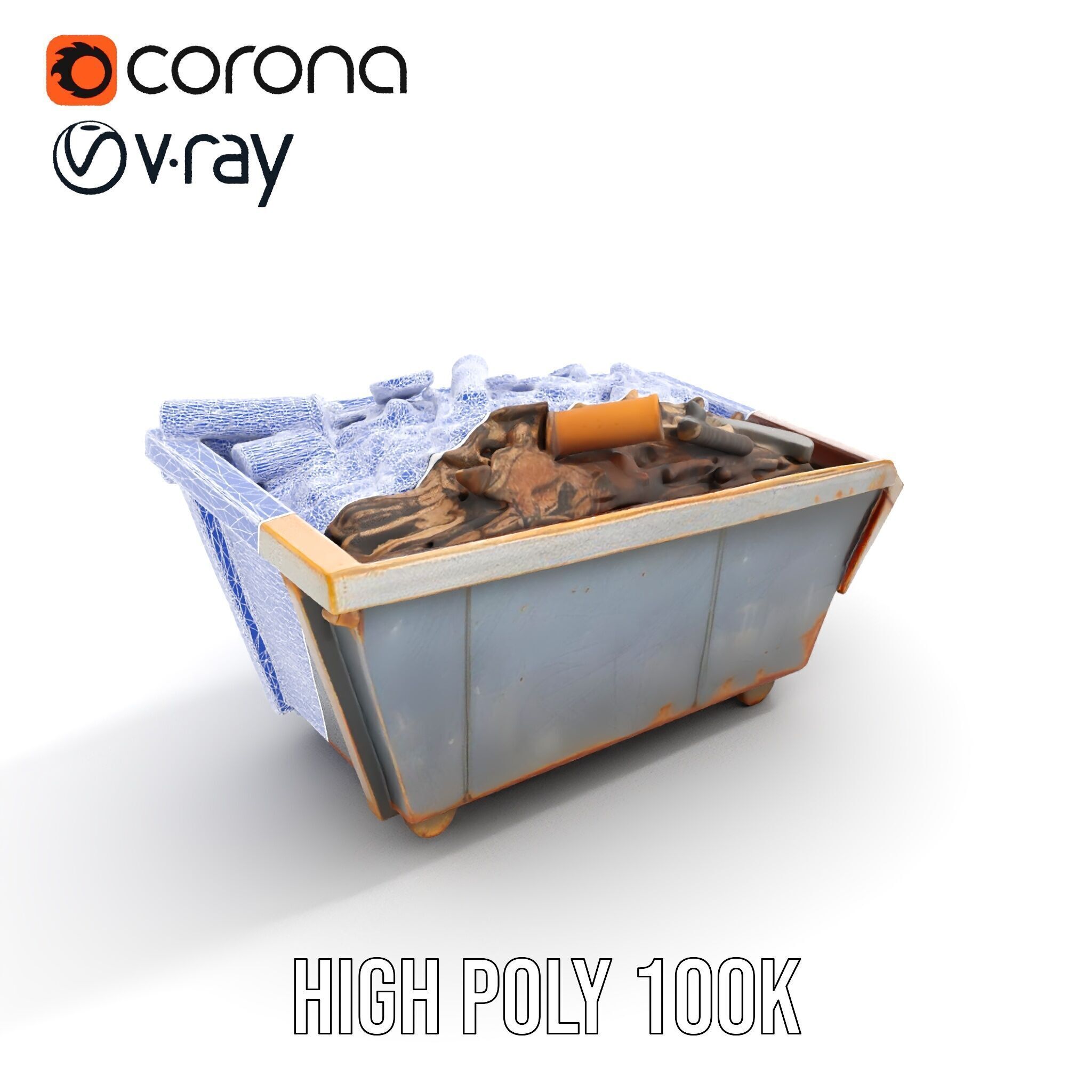 Rusted Construction Dumpster with Debris D Model Pack Low-poly 3D model_30