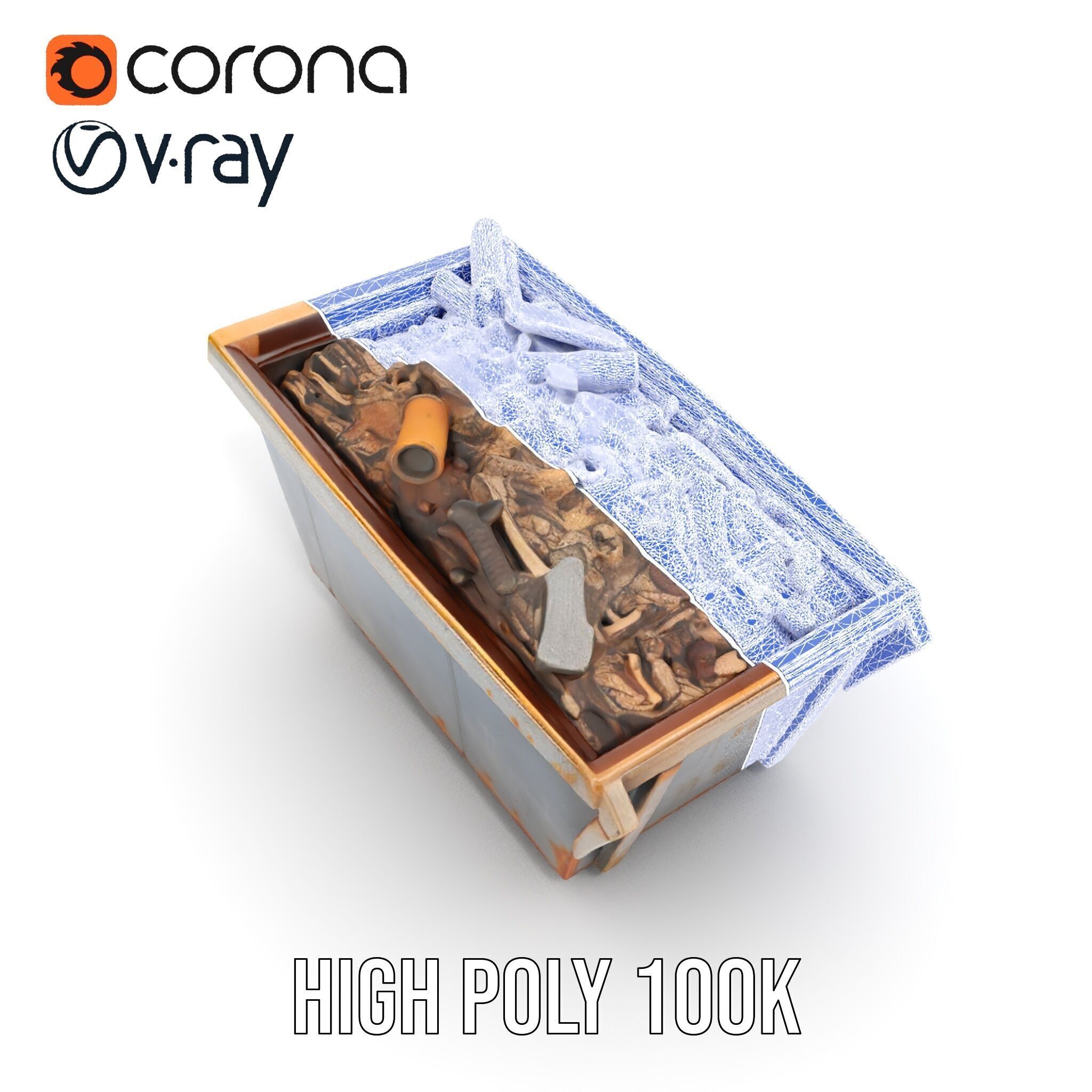 Rusted Construction Dumpster with Debris D Model Pack Low-poly 3D model_31