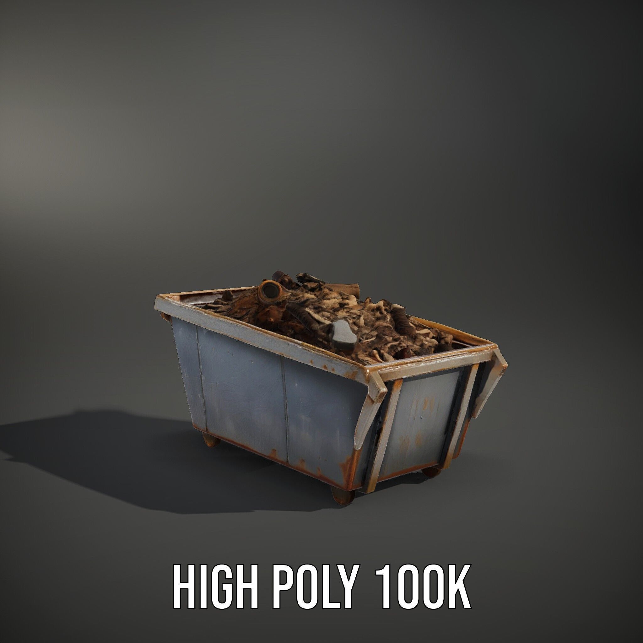 Rusted Construction Dumpster with Debris D Model Pack Low-poly 3D model_9