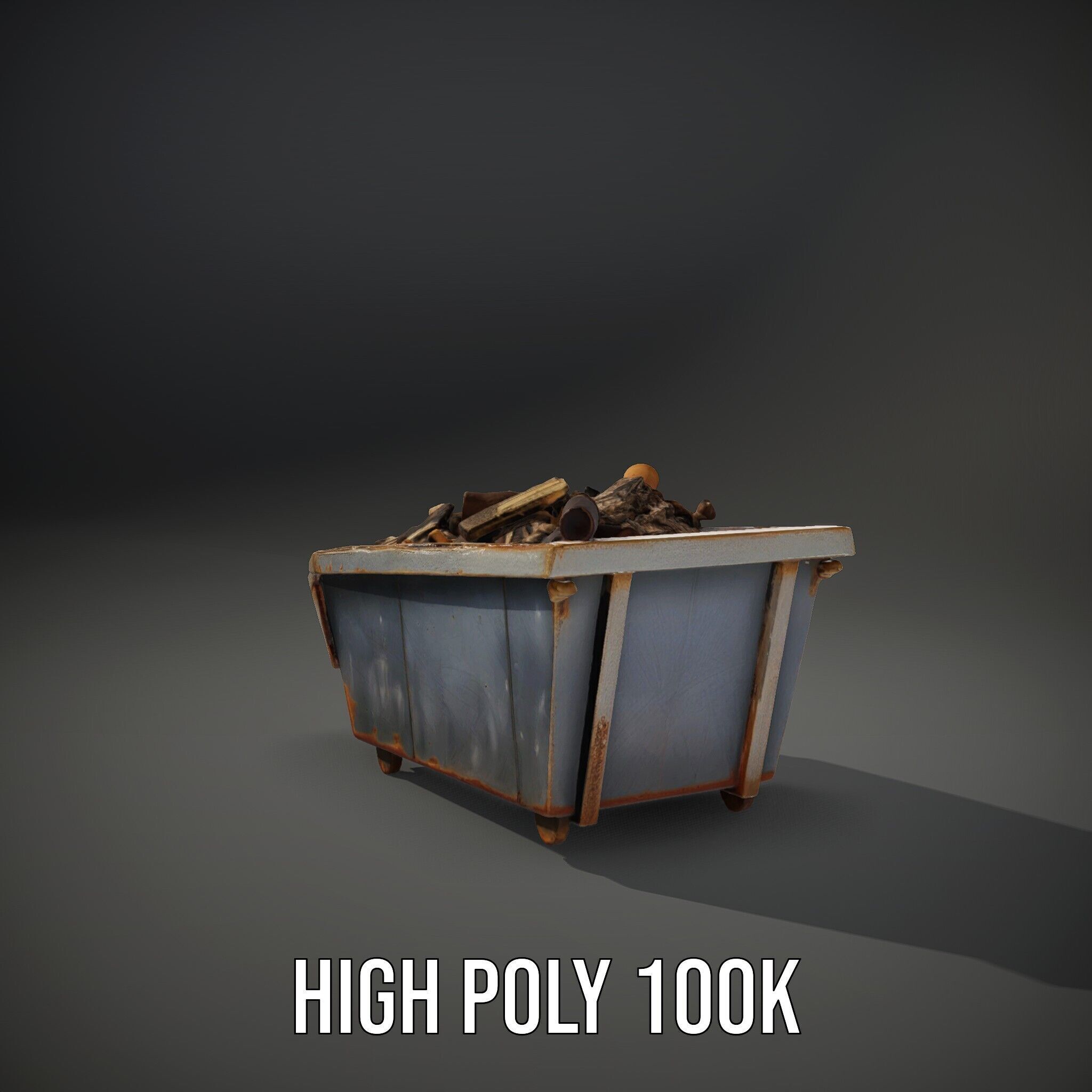 Rusted Construction Dumpster with Debris D Model Pack Low-poly 3D model_12