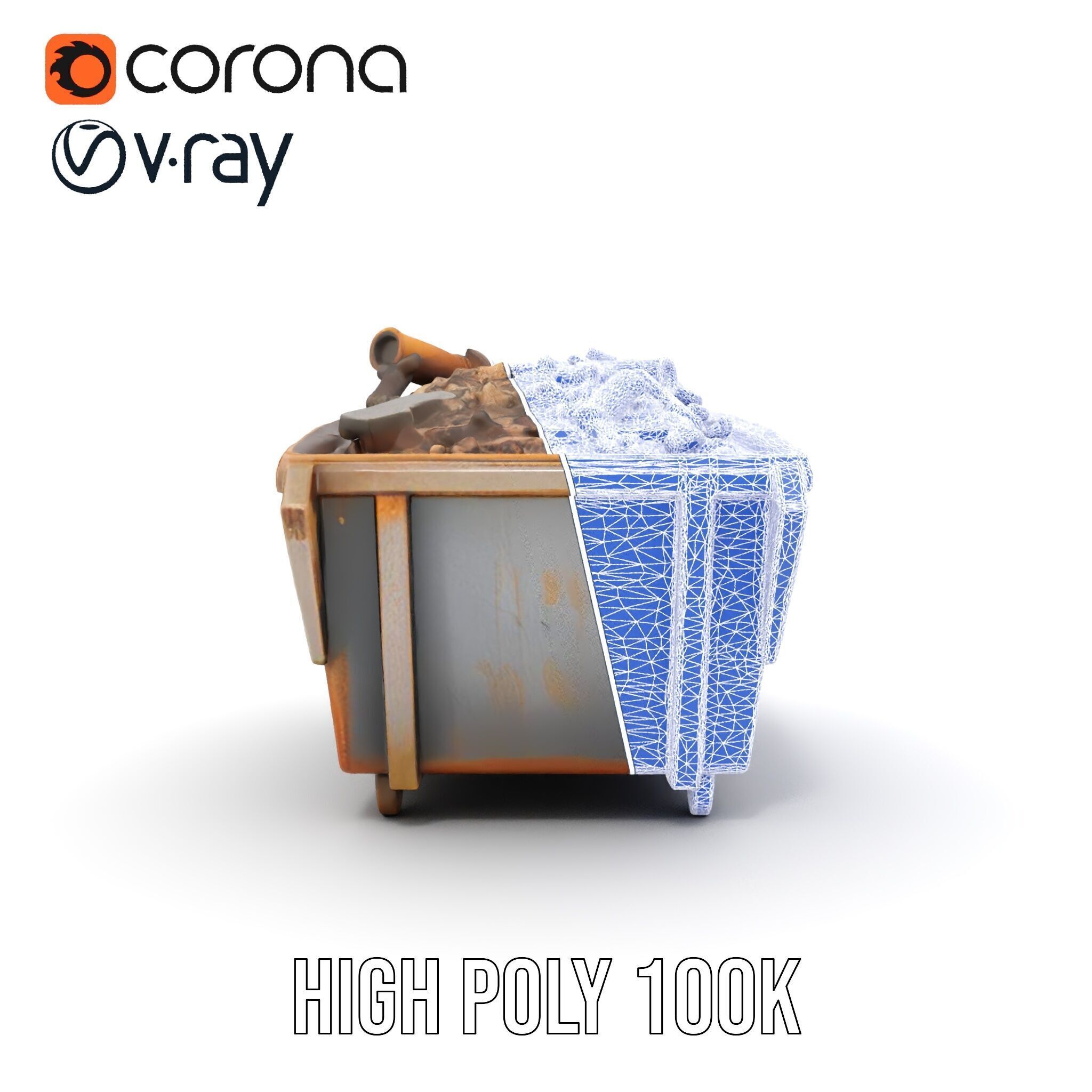 Rusted Construction Dumpster with Debris D Model Pack Low-poly 3D model_39