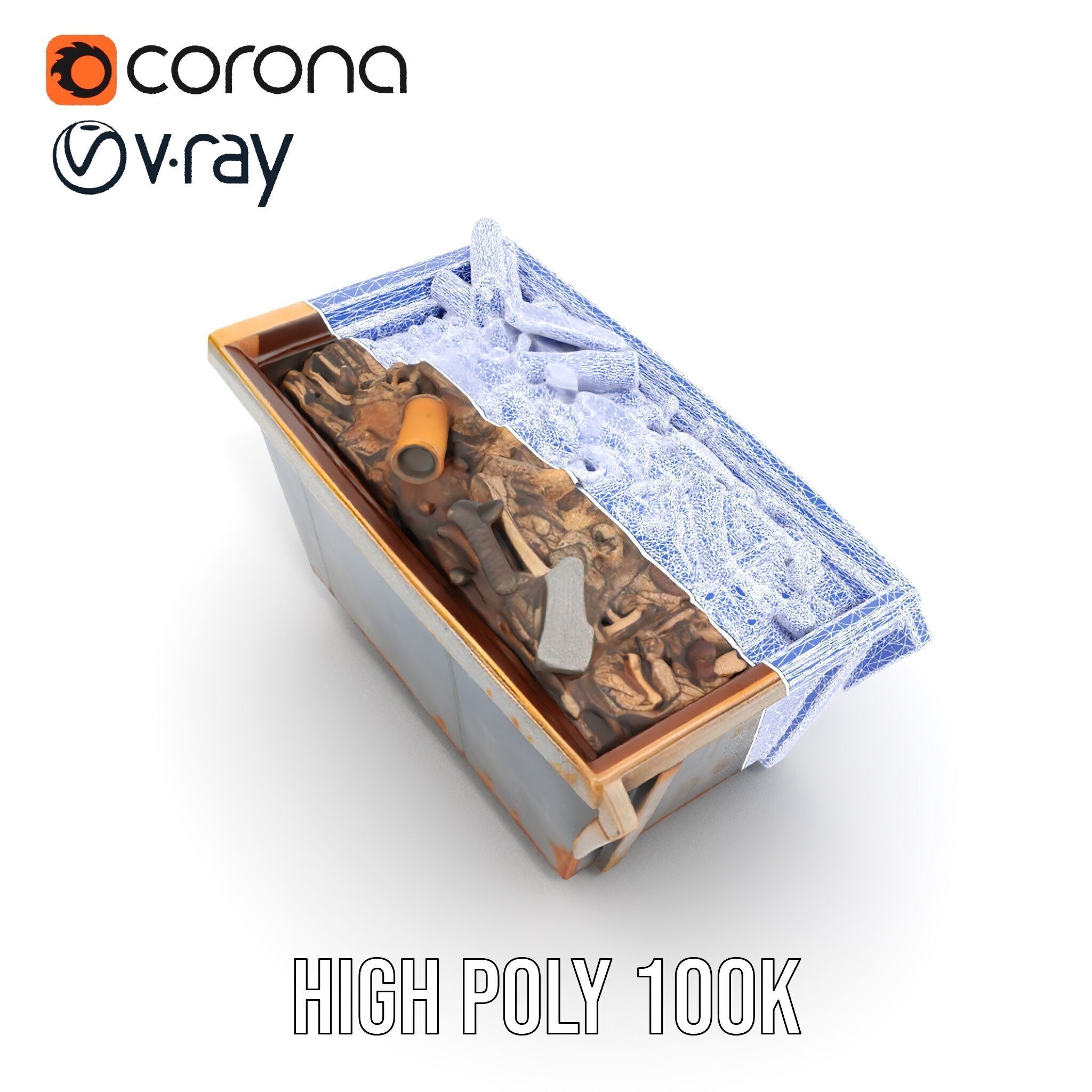 Rusted Construction Dumpster with Debris D Model Pack Low-poly 3D model_21