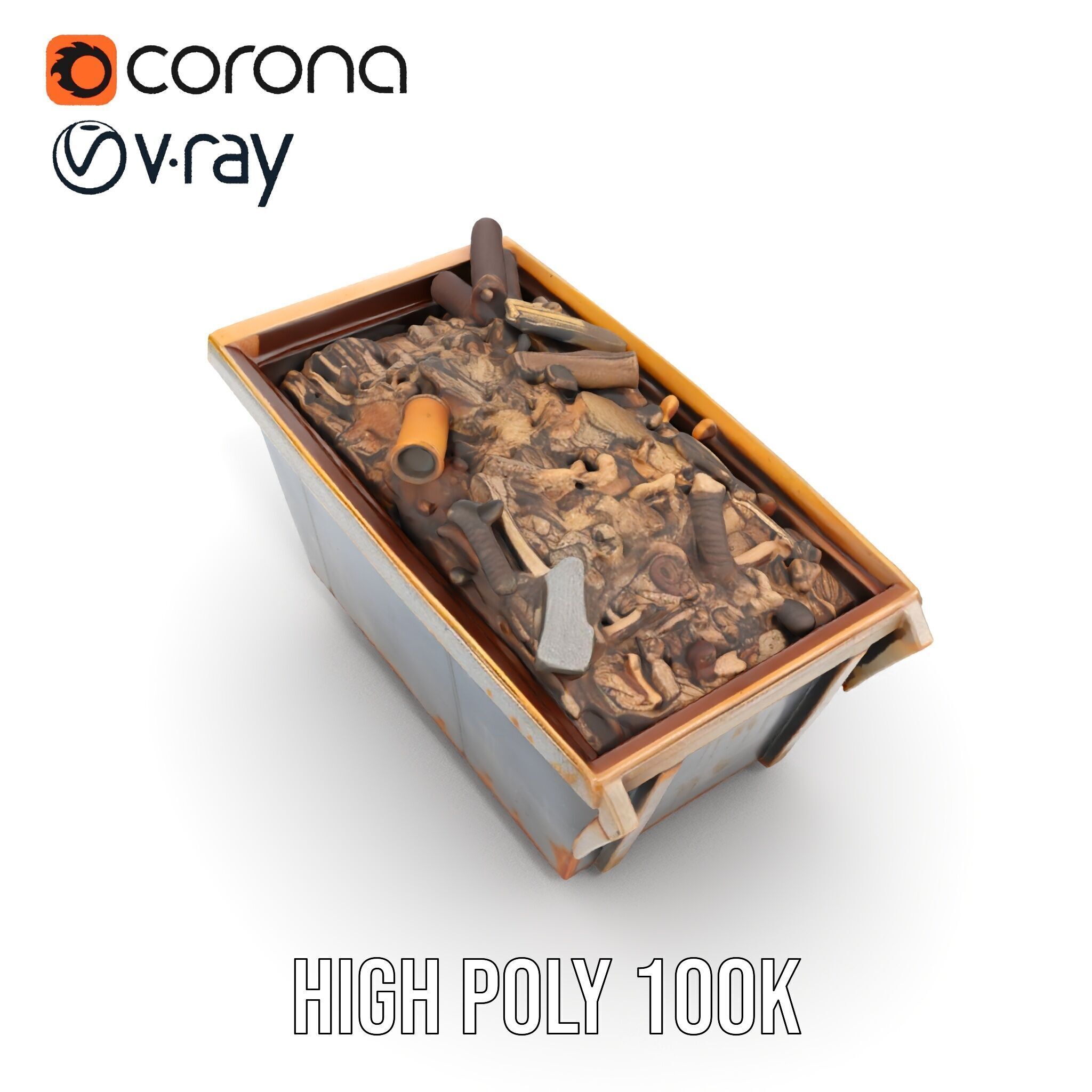 Rusted Construction Dumpster with Debris D Model Pack Low-poly 3D model_23