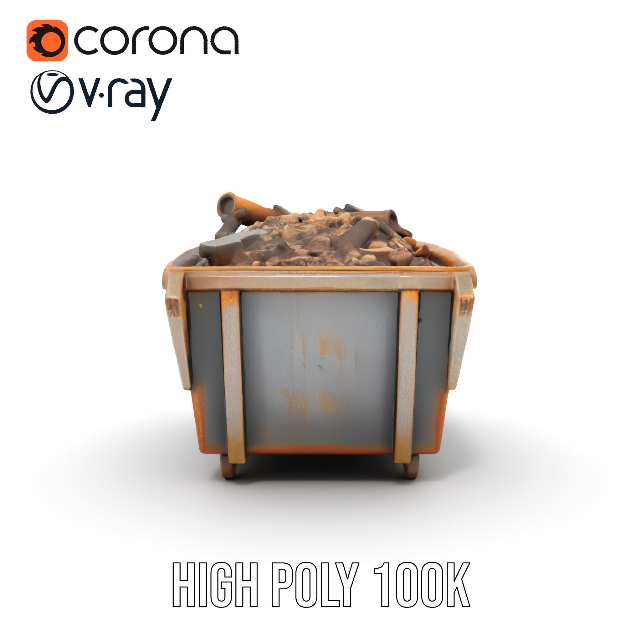 Rusted Construction Dumpster with Debris D Model Pack Low-poly 3D model_37