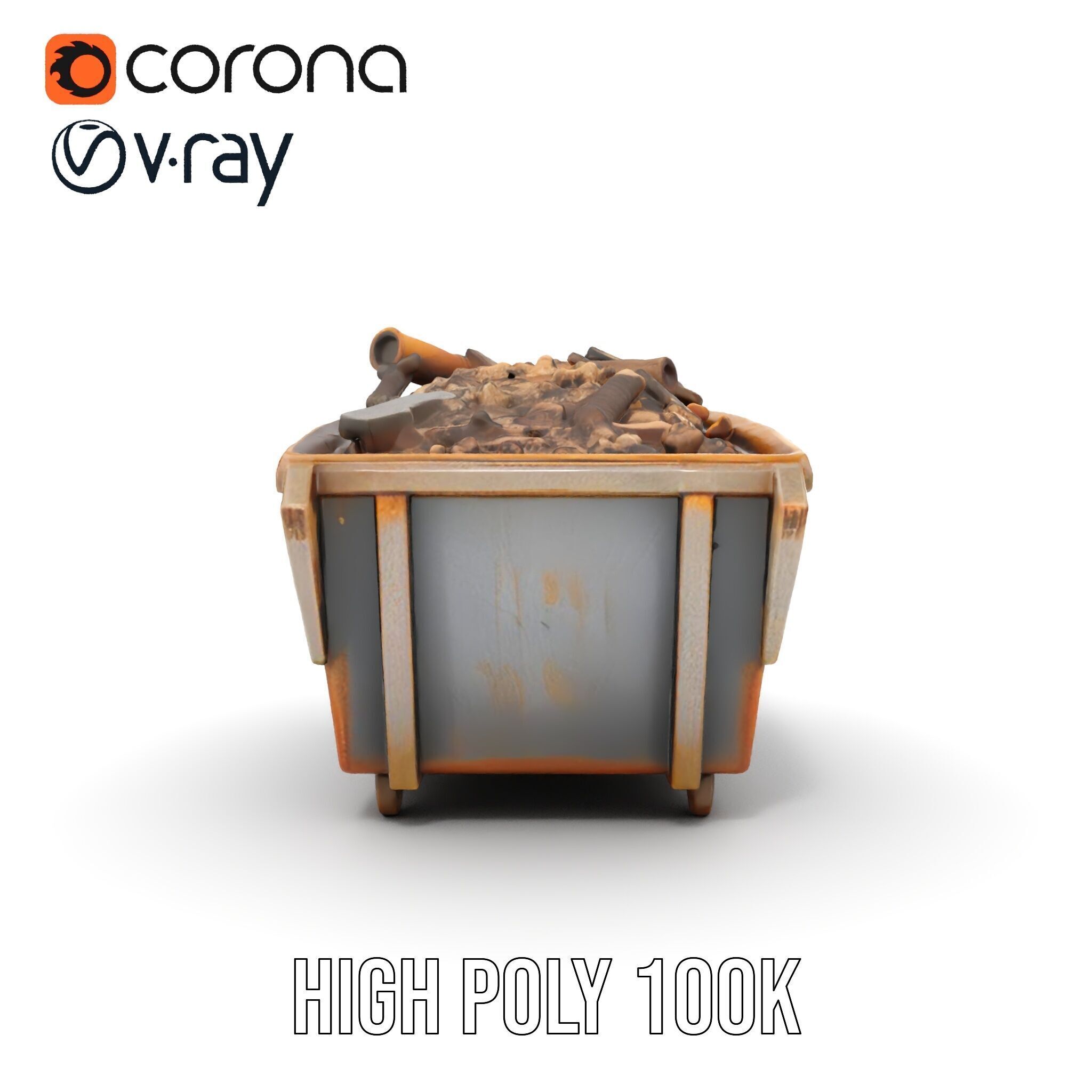 Rusted Construction Dumpster with Debris D Model Pack Low-poly 3D model_27