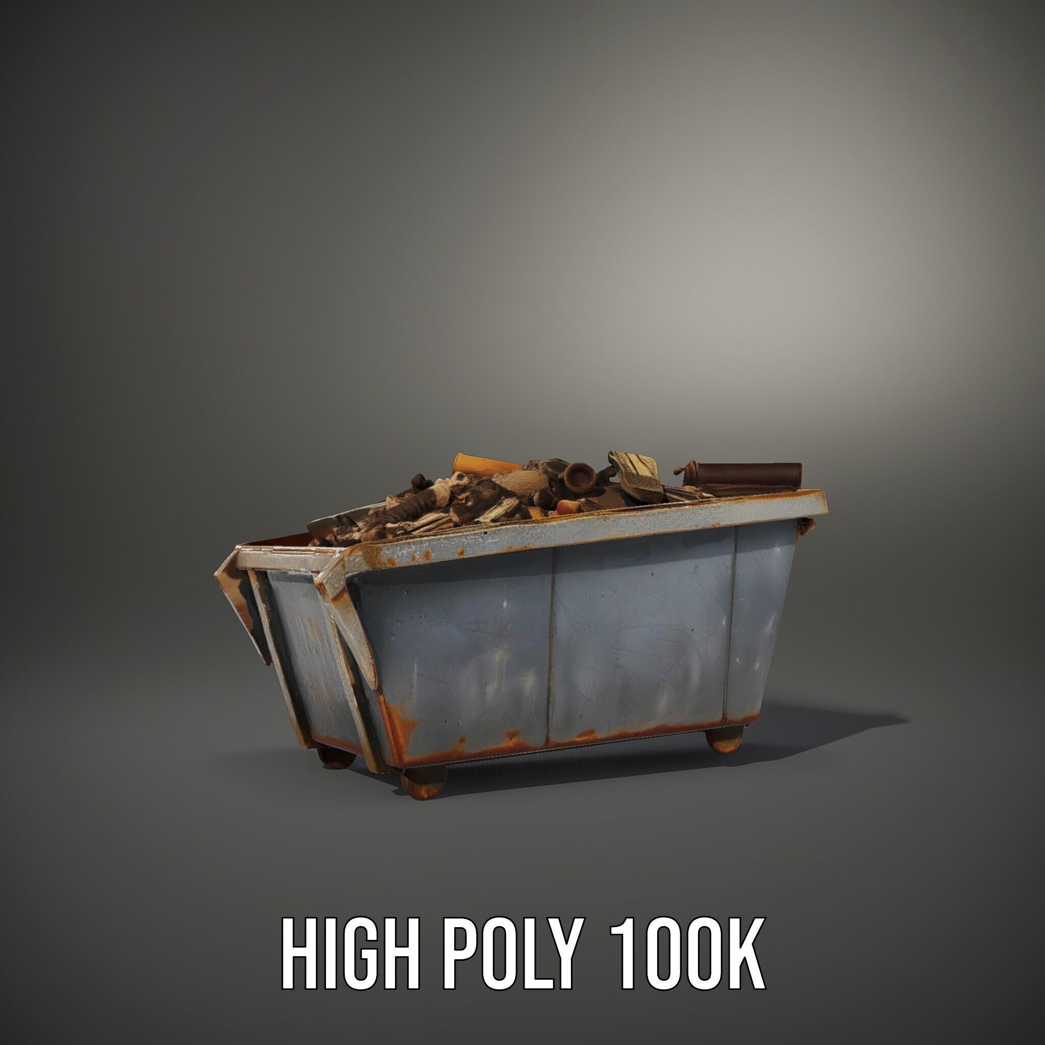 Rusted Construction Dumpster with Debris D Model Pack Low-poly 3D model_15